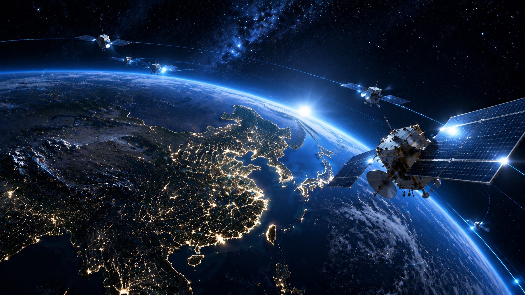 卫星应用——夜间地球上空的卫星星座